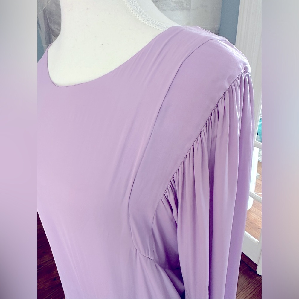 Anthropologie brand Dolan Long-Sleeve Tiered Maxi Dress, Lilac, Size Small - Picture 4 of 14